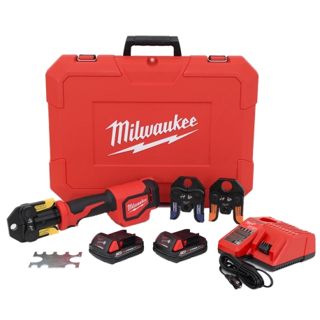 Milwaukee M18 Short Throw Press Tool Kit w/ 1/2", 3/4" & 1" Viega PureFlow Jaws, (2) Batteries, Charger & Case