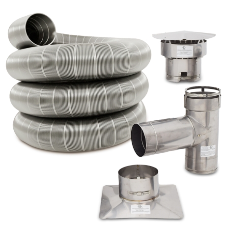 Z-Flex 6" x 15ft Smoothcore (Smooth Wall) 316Ti Stainless Steel All-Fuel Chimney Liner Tee Kit