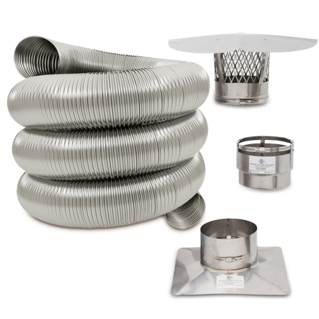 Z-Flex 4" x 25ft 316Ti Stainless Steel All-Fuel Chimney Liner Insert Kit