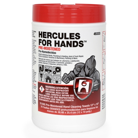 Hercules Hercules For Hands Pre-Moistened Hand Wipes, 70 towels/tub