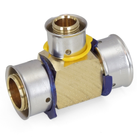 Viega 3/4" x 3/4" x 1/2" PEX Press Tee, Lead-Free Bronze
