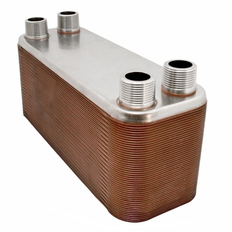 Everhot 40-Plate, 4-1/4" x 12" Brazed Plate Heat Exchanger with 1" MNPT Ports
