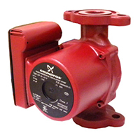 Grundfos circulator pump with flanged connections for closed-loop heating applications