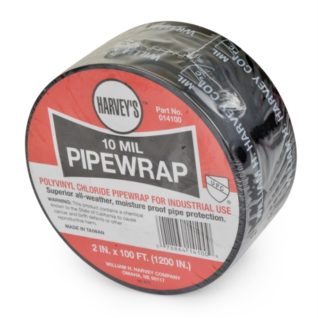 Harvey 2" x 100ft Harvey Black PipeWrap Tape, 10 mil thick