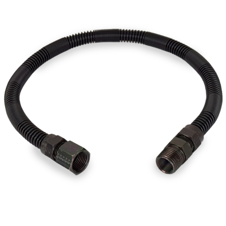 Dormont 24" WhisperFlex, Low-Visibility (Black) Stainless Steel Gas Fireplace Connector, 1/2" MIP x 1/2" FIP, 3/8" ID