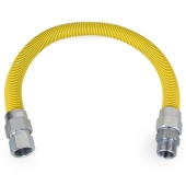 Dormont 24" SafetyShield High BTU Stainless Steel Gas Appliance Connector, 3/4" MIP (1/2" FIP) x 3/4" FIP, 3/4" ID - Image 1