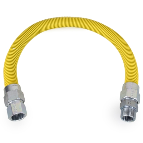 Dormont 24" SafetyShield High BTU Stainless Steel Gas Appliance Connector, 3/4" MIP (1/2" FIP) x 3/4" FIP, 3/4" ID