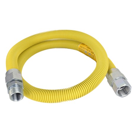 Dormont 48" SafetyShield High BTU Stainless Steel Gas Appliance Connector, 3/4" MIP (1/2" FIP) x 3/4" FIP, 3/4" ID