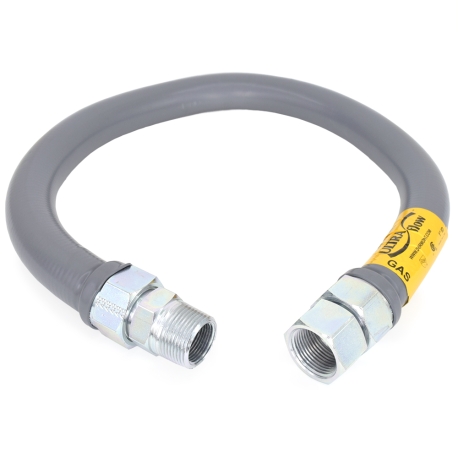 Dormont 36" UltraFlow High BTU, PVC-Coated Gas Appliance Connector, 1" MIP (3/4" FIP) x 1" FIP, 1" ID