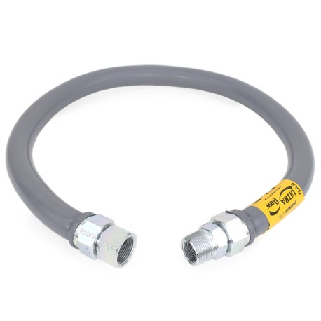 Dormont 48" UltraFlow High BTU, PVC-Coated Gas Appliance Connector, 1" MIP (3/4" FIP) x 1" FIP, 1" ID
