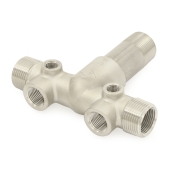 Boshart 1" MPT x 4-3/4" Solid 304 Stainless Steel Short Well Tank Tee - Image 1