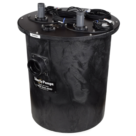 Liberty Pumps 1 HP 1100-Series Duplex Sewage System w/ LE102M2 Pumps, Control & 30" x 36" Basin, 2" Disch., 208-230V, 10'