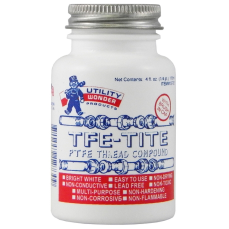 Utility TFE-Tite PTFE Pipe Joint Compound (Teflon Paste) w/ Brush Cap, 4 oz (1/4 pint)