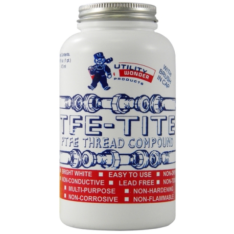 Utility TFE-Tite PTFE Pipe Joint Compound (Teflon Paste) w/ Brush Cap, 16 oz (1 pint)