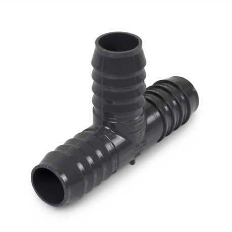 Spears 1" Barbed Insert PVC Tee, Sch 40, Gray