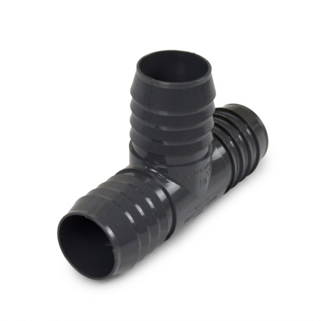 Spears 1-1/2" Barbed Insert PVC Tee, Sch 40, Gray
