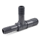 Spears 3/4" x 1/2" x 1/2" Barbed Insert PVC Reducing Tee, Sch 40, Gray - Image 1
