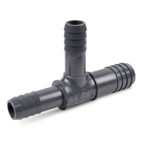 Spears 3/4" x 1/2" x 1/2" Barbed Insert PVC Reducing Tee, Sch 40, Gray