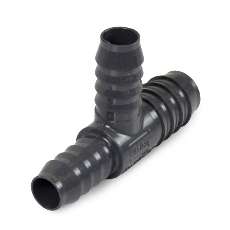 Spears 1" x 3/4" x 3/4" Barbed Insert PVC Reducing Tee, Sch 40, Gray