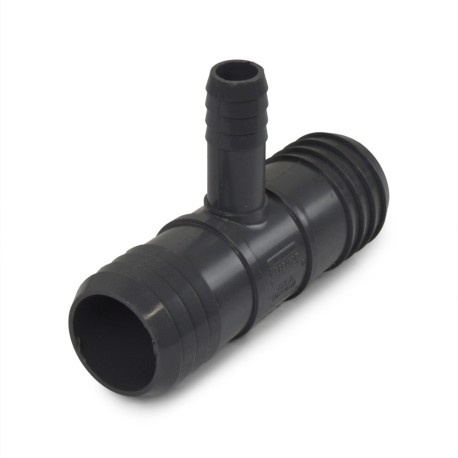 Spears 1-1/4" x 1-1/4" x 1/2" Barbed Insert PVC Reducing Tee, Sch 40, Gray