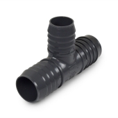 Spears 1-1/2" x 1-1/2" x 1-1/4" Barbed Insert PVC Reducing Tee, Sch 40, Gray - Image 1