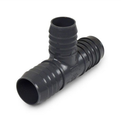 Spears 1-1/2" x 1-1/2" x 1-1/4" Barbed Insert PVC Reducing Tee, Sch 40, Gray