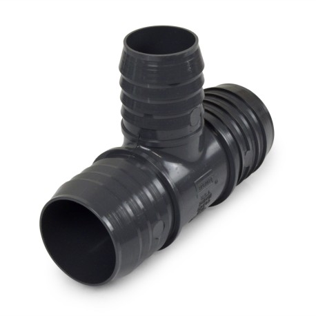 Spears 2" x 2" x 1-1/2" Barbed Insert PVC Reducing Tee, Sch 40, Gray