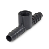 Spears 1/2" Barbed Insert x 1/2" Female NPT Threaded PVC Tee, Sch 40, Gray - Image 1