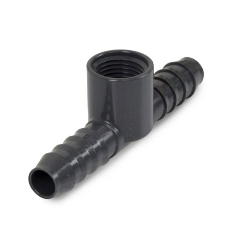 Spears 1/2" Barbed Insert x 1/2" Female NPT Threaded PVC Tee, Sch 40, Gray