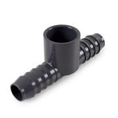 Spears 3/4" Barbed Insert x 3/4" Socket (Hub) PVC Adapter Tee, Sch 40, Gray - Image 1