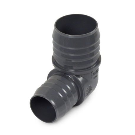 Spears 2" x 1-1/2" Barbed Insert 90° Reducing PVC Elbow, Sch 40, Gray
