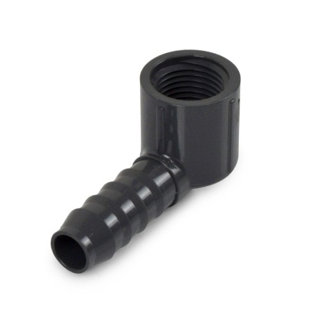Spears 1/2" Barbed Insert x 1/2" Female NPT 90° PVC Elbow, Sch 40, Gray