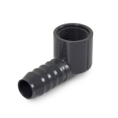 Spears 3/4" Barbed Insert x 3/4" Female NPT 90° PVC Elbow, Sch 40, Gray - Image 1