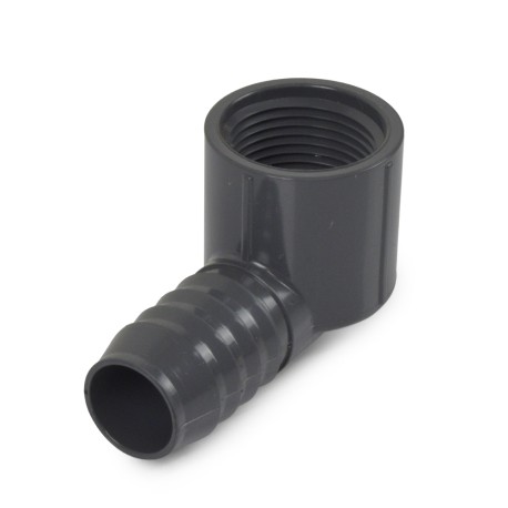 Spears 1" Barbed Insert x 1" Female NPT 90° PVC Elbow, Sch 40, Gray