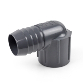 Spears 1-1/4" Barbed Insert x 1-1/4" Female NPT 90° PVC Elbow, Sch 40, Gray - Image 1