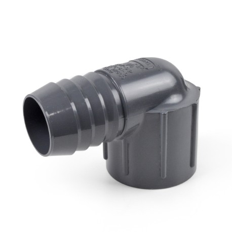 Spears 1-1/4" Barbed Insert x 1-1/4" Female NPT 90° PVC Elbow, Sch 40, Gray