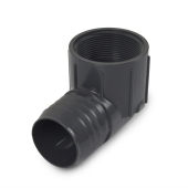 Spears 2" Barbed Insert x 2" Female NPT 90° PVC Elbow, Sch 40, Gray - Image 1