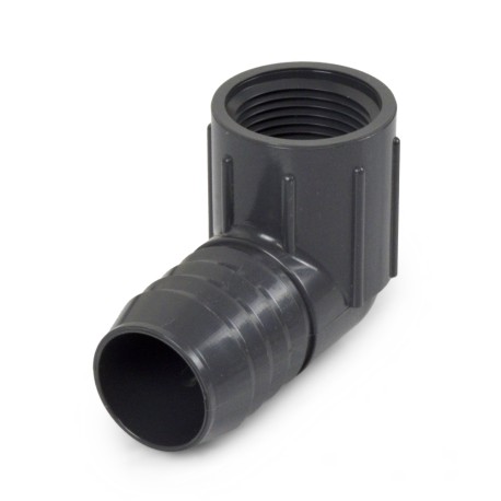 Spears 1-1/4" Barbed Insert x 1" Female NPT 90° PVC Reducing Elbow, Sch 40, Gray