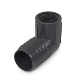 Spears 1-1/2" Barbed Insert x 1" Female NPT 90° PVC Reducing Elbow, Sch 40, Gray - Image 1