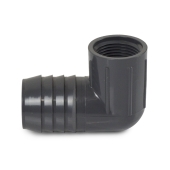 Spears 1-1/2" Barbed Insert x 1" Female NPT 90° PVC Reducing Elbow, Sch 40, Gray - Image 2