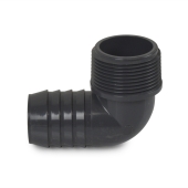 Spears 1-1/4" Barbed Insert x 1-1/4" Male NPT 90° PVC Elbow, Sch 40, Gray - Image 2