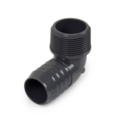Spears 1-1/4" Barbed Insert x 1-1/4" Male NPT 90° PVC Elbow, Sch 40, Gray