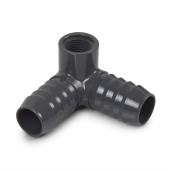 Spears 1" Barbed Insert x 1/2" Female NPT Side Outlet 90° PVC Elbow, Sch 40, Gray - Image 1