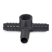Spears 3/4" Barbed Insert x 3/4" Female NPT Side Outlet PVC Tee, Sch 40, Gray - Image 2