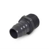 Spears 1" Barbed Insert x 1" Male NPT Threaded PVC Adapter, Sch 40, Gray - Image 1