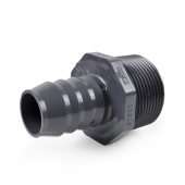 Spears 1" Barbed Insert x 1-1/4" Male NPT Threaded PVC Reducing Adapter, Sch 40, Gray - Image 1