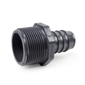 Spears 1" Barbed Insert x 1-1/4" Male NPT Threaded PVC Reducing Adapter, Sch 40, Gray - Image 2