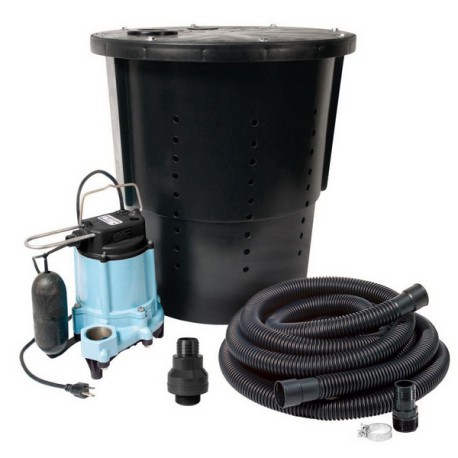 Little Giant CS-SS Crawl Space Sump Pump Kit w/ 18" x 22" basin, 1/3 HP Sump Pump w/ 25' cord, 24ft Drain Hose & Check Valve, 115V