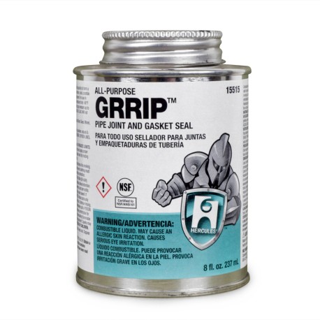 Grrip Industrial Black Thread Sealant w/ Brush Cap, 8 oz (1/2 pint) Hercules