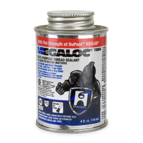 Megaloc w/ Kevlar Multi-Purpose Thread Sealant w/ Brush Cap, 4 oz (1/4 pint) Hercules